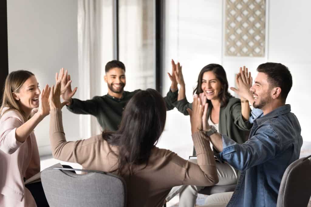 A group treatment exercise during stimulant addiction treatment in Michigan.