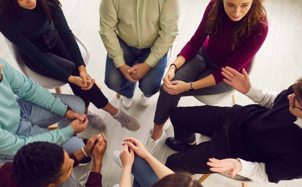Supportive group session during stimulant detox in Michigan.