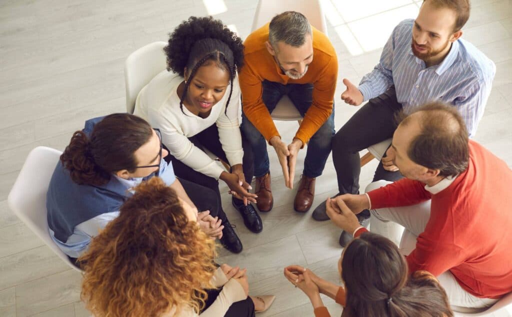 People in recovery attending a support group following detox near Grand Rapids, MI.